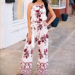 White halter jumpsuit
